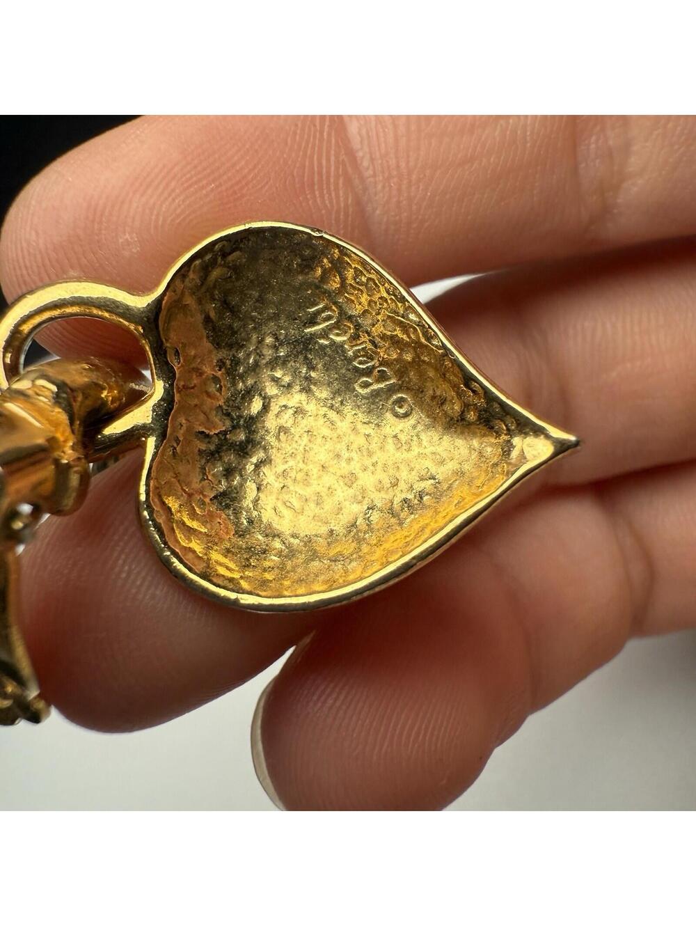 Edgar Berebi Red Matte Enamel Heart Dangle Hoop Earrings Clip-on Gold Tone - Picture 10 of 12